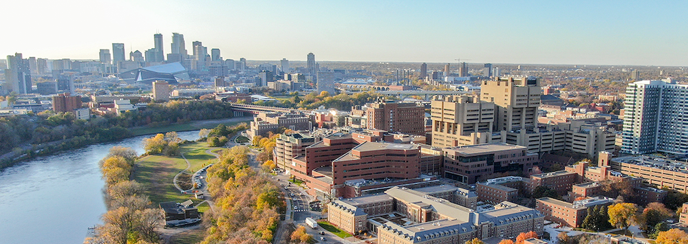 An aerial view of the University of Minnesota campus.