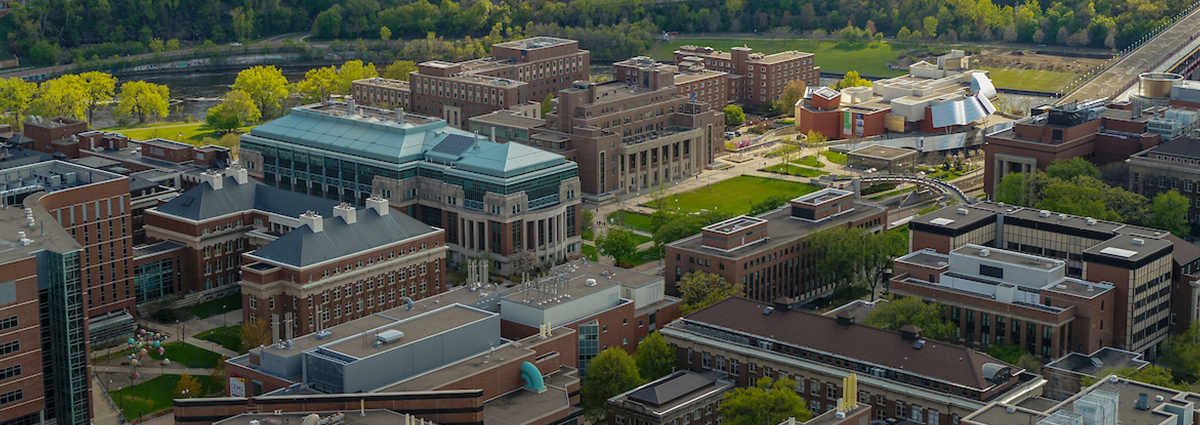 A view of campus from above.