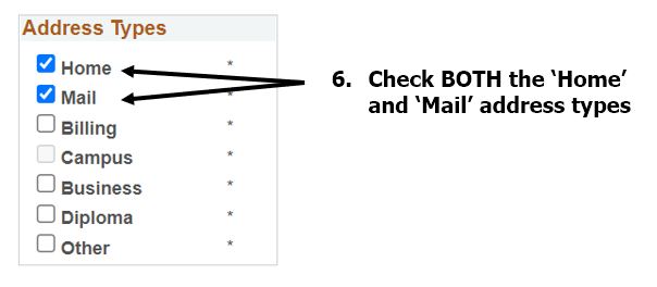Select both the Home and Mail address types