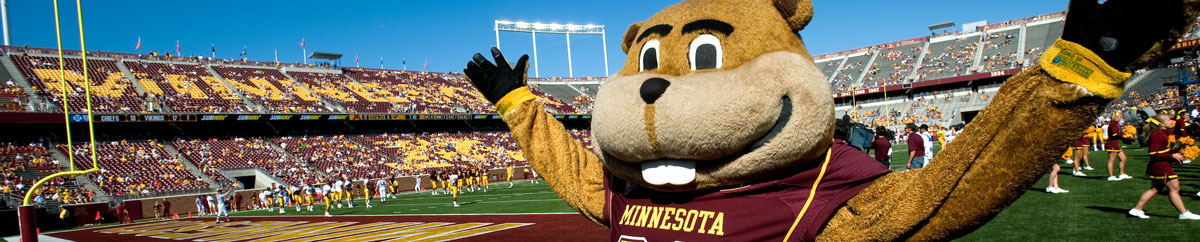 Goldy Gopher at the football stadium