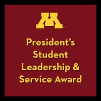 The words "President's Student Leadership & Service Award" with a line under it.